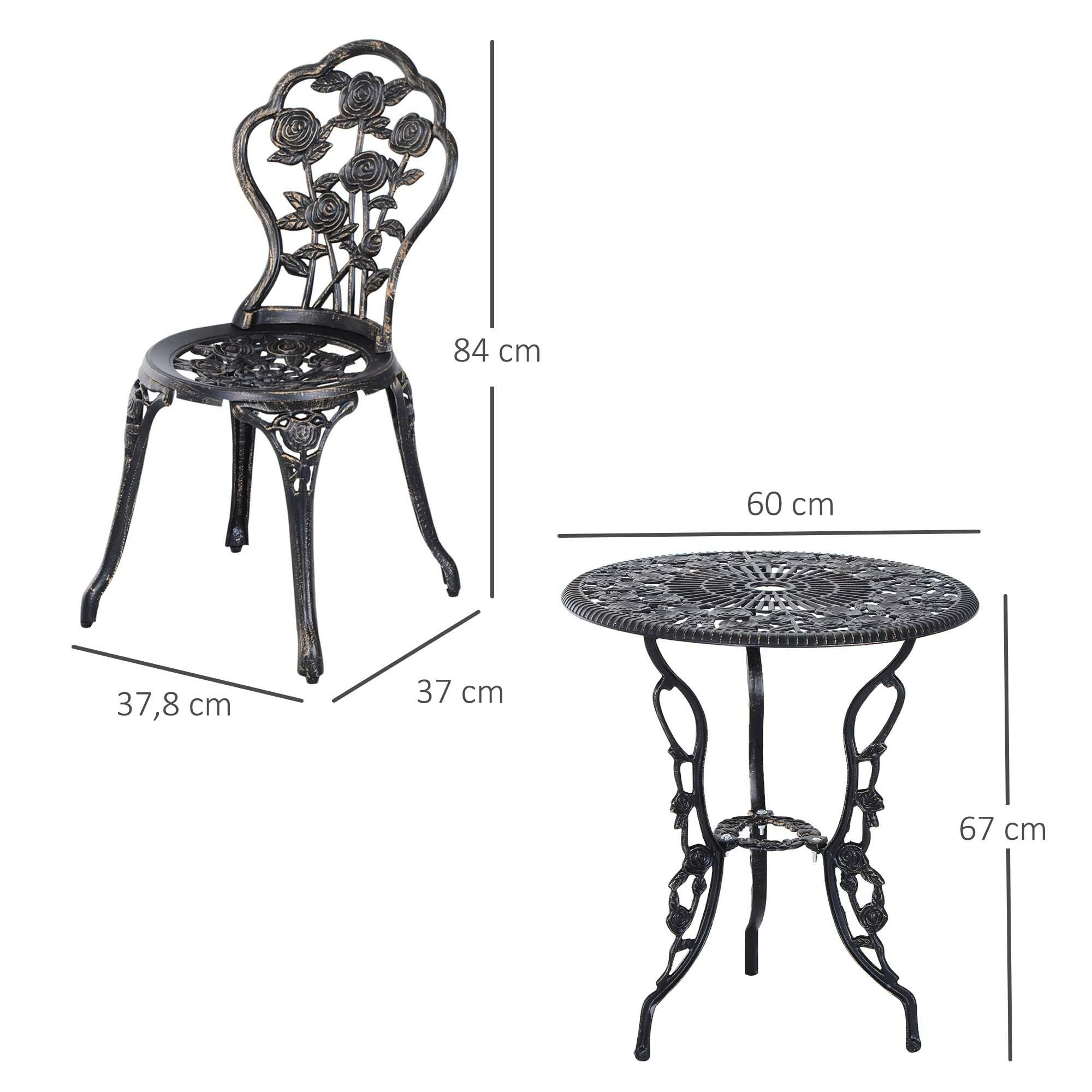 Outsunny Gartenmöbel Als 3-teiliges Set Schwarz | Gartenset Sitzgruppe Balkonset Balkongarnitur 5 Outsunny Gartenmöbel Als 3-teiliges Set Schwarz | Gartenset Sitzgruppe Balkonset Balkongarnitur – Bild 5