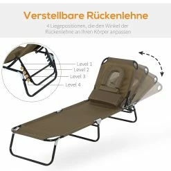 Outsunny Gartenliege Mit Gesichtsöffnung 190 X 56 X 28 Cm (LxBxH) | Sonnenliege Gartenliege Strandliege Stoffliege -Zipper Geschäft 8600336600 84B 177BN prod 005