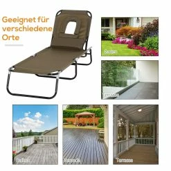 Outsunny Gartenliege Mit Gesichtsöffnung 190 X 56 X 28 Cm (LxBxH) | Sonnenliege Gartenliege Strandliege Stoffliege -Zipper Geschäft 8600336600 84B 177BN prod 006