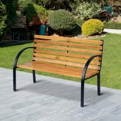 Outsunny Gartenbank Natur 122 X 60 X 80 Cm (LxBxH) | Sitzbank Parkbank 2-Sitzer Gartenmöbel Bank -Zipper Geschäft 8600336600 84B 188 prod 003