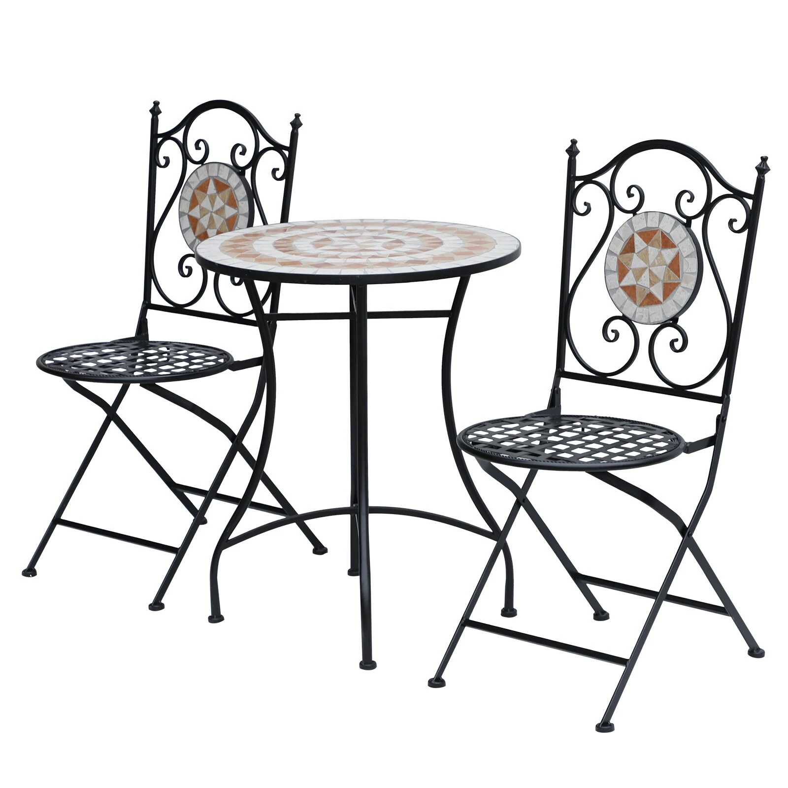 Outsunny Runder Mosaiktisch Orange, Weiß, Schwarz 60 X 71 Cm (ØxH) | Gartentisch Balkontisch Beistelltisch Seviertisch 2 Outsunny Runder Mosaiktisch Orange, Weiß, Schwarz 60 X 71 Cm (ØxH) | Gartentisch Balkontisch Beistelltisch Seviertisch – Bild 2