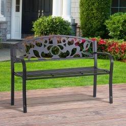 Outsunny Gartenbank Schwarz 128 X 50 X 91 Cm (LxBxH) | Parkbank Sitzbank Bank Gartenmöbel 2-Sitzer -Zipper Geschäft 8600336600 84B 283 prod 003