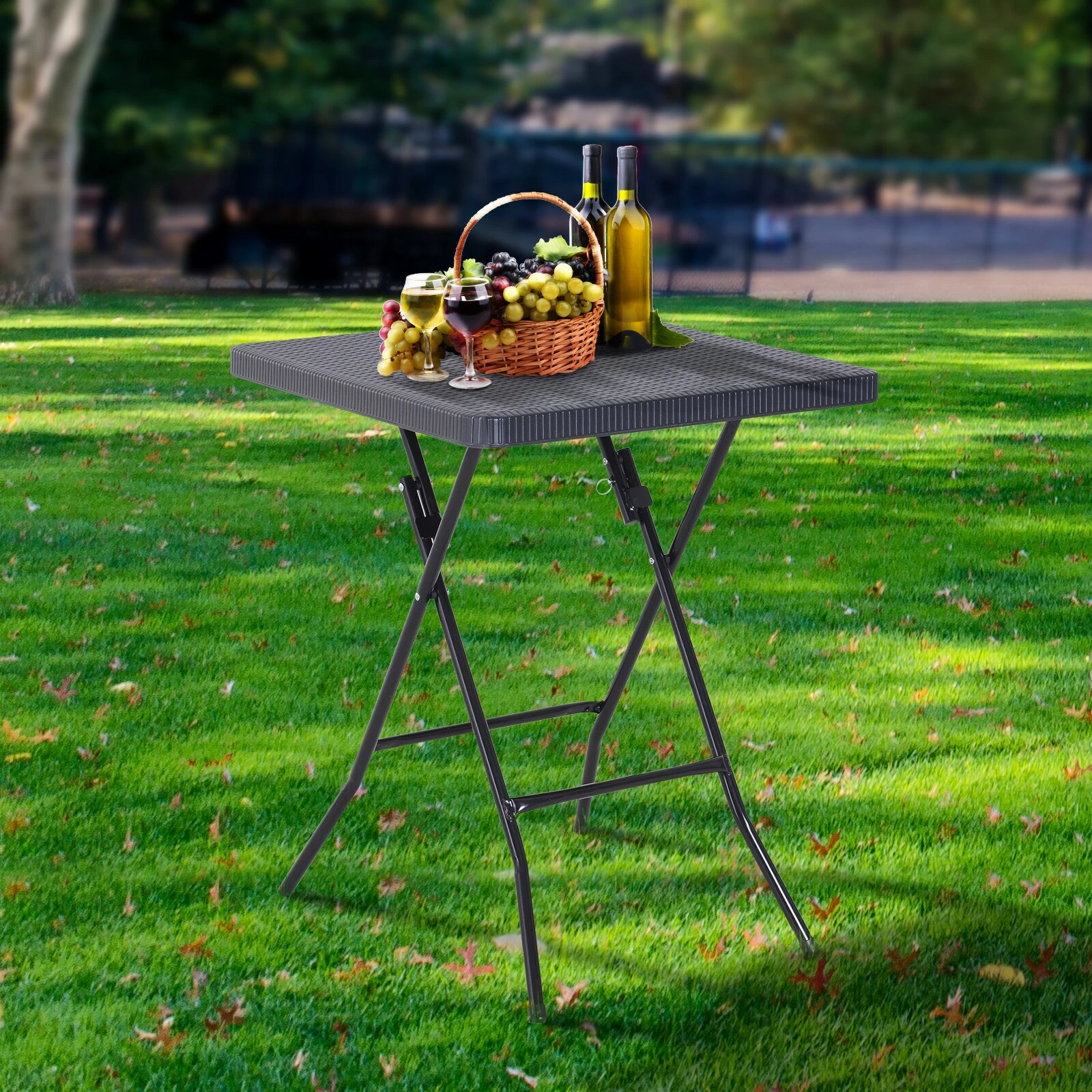 Outsunny Klapptisch In Rattan-Optik 60 X 60 X 74 Cm (LxBxH) | Gartentisch Balkontisch Beistelltisch Campingtisch 4 Outsunny Klapptisch In Rattan-Optik 60 X 60 X 74 Cm (LxBxH) | Gartentisch Balkontisch Beistelltisch Campingtisch – Bild 4