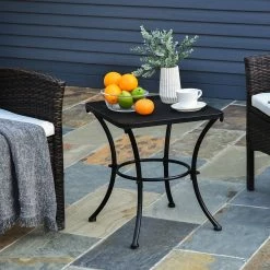 Outsunny Beistelltisch Schwarz 45 X 45 X 50 Cm (LxBxH) | Gartentisch Balkontisch Beistelltisch Seviertisch -Zipper Geschäft 8600336600 84B 341 prod 004