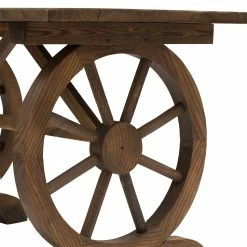 Outsunny Gartentisch Im Wagenrad-Design Natur 115 X 60 X 65 Cm (LxBxH) | Balkontisch Holztisch Terrassentisch Gartenmöbel -Zipper Geschäft 8600336600 84B 361 prod 006