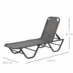 Outsunny Sonnenliege Mit Verstellbarer Rückenlehne 163 X 58,5 X 89 Cm (LxBxH) | Strandliege Gartenliege Relaxliege Gartenmöbel -Zipper Geschäft 8600336600 84B 386GY prod 005