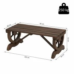 Outsunny Sitzbank Im Wagenrad-Design 105 X 50 X 53 Cm (BxTxH) | Gartenbank Holzbank Rustikale Bank Gartenmöbel -Zipper Geschäft 8600336600 84B 410 prod 005