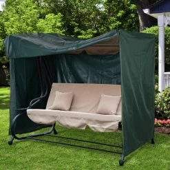 Outsunny Abdeckung Für Hollywoodschaukel Dunkelgrün 205 X 124 X 164 Cm (LxBxH) | Abdeckplane Gartenmöbel Schutzhülle Abdeckhaube -Zipper Geschäft 8600336600 84B 446 prod 004