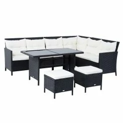 Outsunny Sitzgruppe Mit Rückenkissen 110,5L X 62B X 82H Cm | Sitzgruppe Sofagarnitur Gartenset Gartenmöbel Set Gartenmöbel