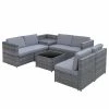 Outsunny Polyrattan Gartengarnitur Als 8-teiliges Set Grau | Sitzgruppe Loungeset Loungemöbel Mit Beistelltisch