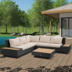 Outsunny Luxus Polyrattan Loungeset | Sitzgruppe Gartengarnitur Loungemöbel Mit Tisch -Zipper Geschäft 8600336600 860 075V01BK prod 003