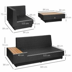 Outsunny Luxus Polyrattan Loungeset | Sitzgruppe Gartengarnitur Loungemöbel Mit Tisch -Zipper Geschäft 8600336600 860 075V01BK prod 004