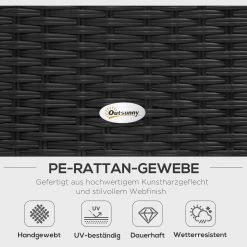 Outsunny Luxus Polyrattan Loungeset | Sitzgruppe Gartengarnitur Loungemöbel Mit Tisch -Zipper Geschäft 8600336600 860 075V01BK prod 006