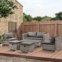 Outsunny Rattan Gartensitzgruppe Als 6-teiliges Set | Gartengarnitur Sitzgruppe Rattanset Polyrattanmöbel 8 Outsunny Rattan Gartensitzgruppe Als 6-teiliges Set | Gartengarnitur Sitzgruppe Rattanset Polyrattanmöbel -Zipper Geschäft 8600336600 860 107GY prod 003