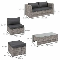 Outsunny Rattan Gartensitzgruppe Als 6-teiliges Set | Gartengarnitur Sitzgruppe Rattanset Polyrattanmöbel 9 Outsunny Rattan Gartensitzgruppe Als 6-teiliges Set | Gartengarnitur Sitzgruppe Rattanset Polyrattanmöbel -Zipper Geschäft 8600336600 860 107GY prod 004