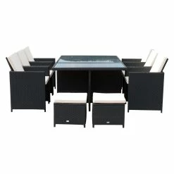 Outsunny Polyrattan Sitzgruppe Als 27-tlg. Set Schwarz, Cremeweiß | Gartenmöbel Garten Garnitur Gartenset Essgruppe -Zipper Geschäft 8600336600 861 030 prod 006