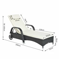 Outsunny Mobile Rattanliege Für Den Garten 200 X 73 X 56-103 Cm (LxBxH) | Sonnenliege Rattanliege Gartenmöbel Polyrattan 10 Outsunny Mobile Rattanliege Für Den Garten 200 X 73 X 56-103 Cm (LxBxH) | Sonnenliege Rattanliege Gartenmöbel Polyrattan -Zipper Geschäft 8600336600 862 005BK prod 005