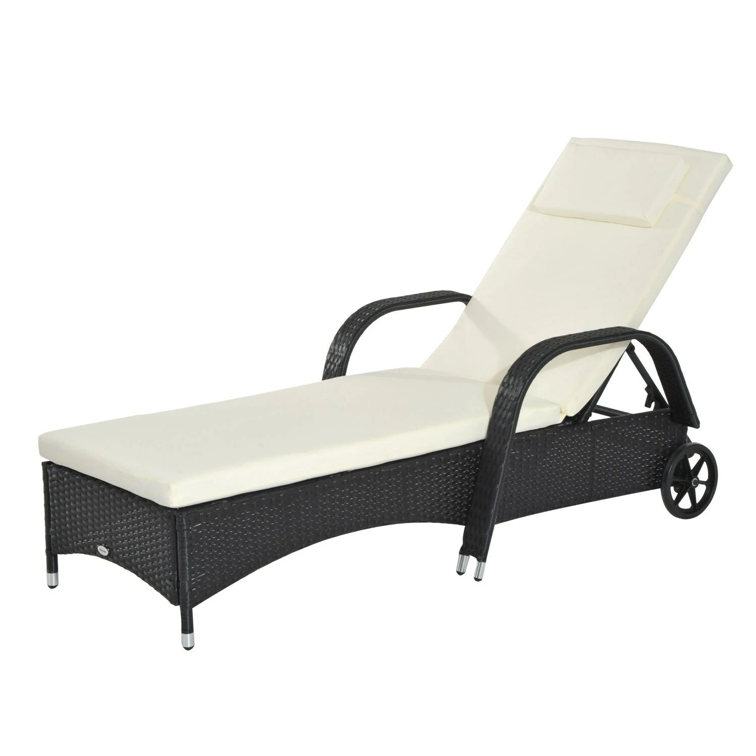 Outsunny Mobile Rattanliege Für Den Garten 200 X 73 X 56-103 Cm (LxBxH) | Sonnenliege Rattanliege Gartenmöbel Polyrattan 6 Outsunny Mobile Rattanliege Für Den Garten 200 X 73 X 56-103 Cm (LxBxH) | Sonnenliege Rattanliege Gartenmöbel Polyrattan – Bild 6