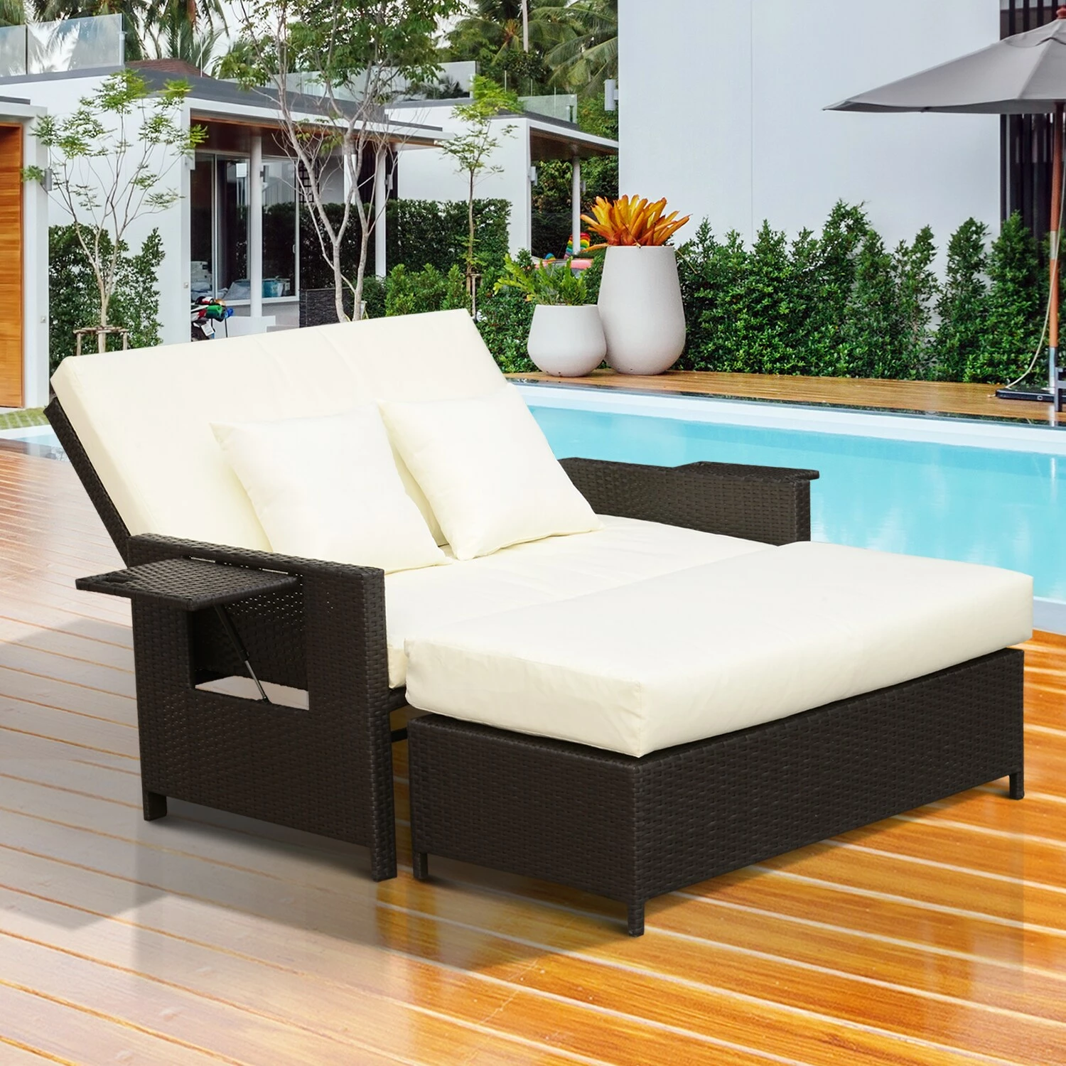 Outsunny Polyrattan Lounge-Sofa Mit Kissen 130 X 72 X 96 Cm (LxBxH) | Gartensofa Gartenliege Rattansofa Gartenmöbel 4 Outsunny Polyrattan Lounge-Sofa Mit Kissen 130 X 72 X 96 Cm (LxBxH) | Gartensofa Gartenliege Rattansofa Gartenmöbel – Bild 4