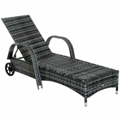 Outsunny Rattan-Gartenliege Als 3-teiliges Set Grau | Sonnenliege Mit Tisch Gartenmöbel Polyrattan Gartenset -Zipper Geschäft 8600336600 862 014V01 prod 006