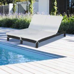 Outsunny Doppelliege Mit Verstellbarer Rückenlehne 195 X 120 X 28 Cm (LxBxH) | Relaxliege Sonnenliege Gartenliege Gartenmöbel -Zipper Geschäft 8600336600 862 023BK prod 003