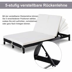Outsunny Doppelliege Mit Verstellbarer Rückenlehne 195 X 120 X 28 Cm (LxBxH) | Relaxliege Sonnenliege Gartenliege Gartenmöbel -Zipper Geschäft 8600336600 862 023BK prod 006