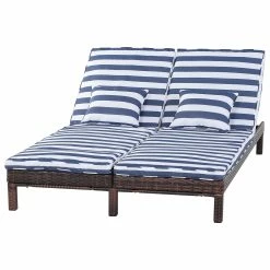 Outsunny Polyrattan Gartenliege Für 2 Personen 195 X 120 X 28 Cm (LxBxH) | Rattanliege Relaxliege Doppelliege Sonnenliege