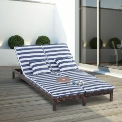Outsunny Polyrattan Gartenliege Für 2 Personen 195 X 120 X 28 Cm (LxBxH) | Rattanliege Relaxliege Doppelliege Sonnenliege -Zipper Geschäft 8600336600 862 023V01 prod 004