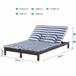 Outsunny Polyrattan Gartenliege Für 2 Personen 195 X 120 X 28 Cm (LxBxH) | Rattanliege Relaxliege Doppelliege Sonnenliege -Zipper Geschäft 8600336600 862 023V01 prod 005