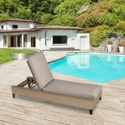 Outsunny Gartenliege Mit Kissen 198 X 72 X 30 Cm (LxBxH) | Gartenmöbel Sonnenliege Terrassenmöbel Liege Rattan -Zipper Geschäft 8600336600 862 029 prod 003