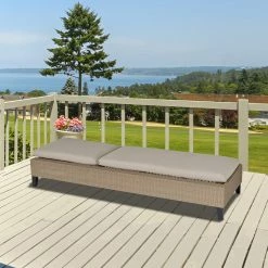 Outsunny Gartenliege Mit Kissen 198 X 72 X 30 Cm (LxBxH) | Gartenmöbel Sonnenliege Terrassenmöbel Liege Rattan -Zipper Geschäft 8600336600 862 029 prod 004