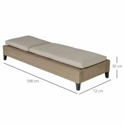 Outsunny Gartenliege Mit Kissen 198 X 72 X 30 Cm (LxBxH) | Gartenmöbel Sonnenliege Terrassenmöbel Liege Rattan -Zipper Geschäft 8600336600 862 029 prod 005