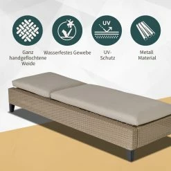Outsunny Gartenliege Mit Kissen 198 X 72 X 30 Cm (LxBxH) | Gartenmöbel Sonnenliege Terrassenmöbel Liege Rattan -Zipper Geschäft 8600336600 862 029 prod 006