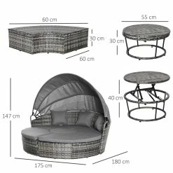 Outsunny Liege Mit Loungefunktion Grau 175B X 180T X 147H Cm | Sonnenliege Gartenliege Muschelliege Liegelounge Setrattan Lounge 10 Outsunny Liege Mit Loungefunktion Grau 175B X 180T X 147H Cm | Sonnenliege Gartenliege Muschelliege Liegelounge Setrattan Lounge -Zipper Geschäft 8600336600 862 047 prod 005