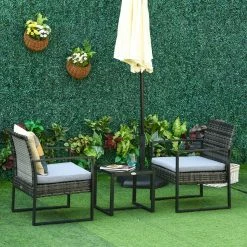 Outsunny Polyrattan Sitzgruppe Als 5-tlg. Set | Gartenset Gartenstuhl Sitzgarnitur Rattanset -Zipper Geschäft 8600336600 863 012GY prod 004