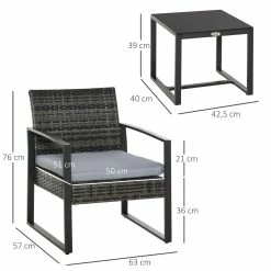 Outsunny Polyrattan Sitzgruppe Als 5-tlg. Set | Gartenset Gartenstuhl Sitzgarnitur Rattanset -Zipper Geschäft 8600336600 863 012GY prod 005