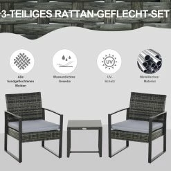 Outsunny Polyrattan Sitzgruppe Als 5-tlg. Set | Gartenset Gartenstuhl Sitzgarnitur Rattanset -Zipper Geschäft 8600336600 863 012GY prod 006
