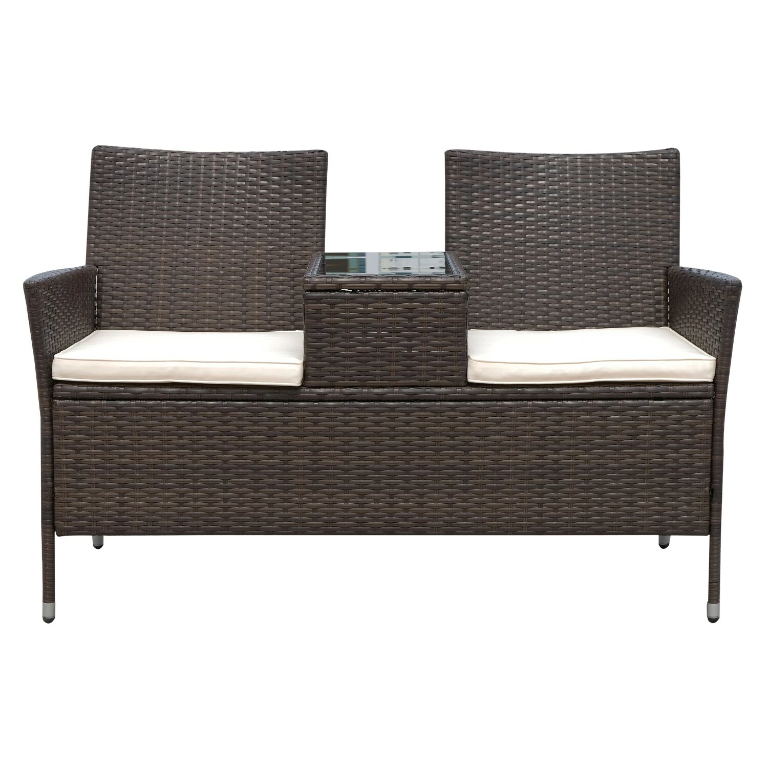 Outsunny Polyrattan Gartenbank 133 X 63 X 84 Cm (LxBxH) | Gartensofa Sitzbank Mit Tisch 2-Sitzer Rattanmöbel 2 Outsunny Polyrattan Gartenbank 133 X 63 X 84 Cm (LxBxH) | Gartensofa Sitzbank Mit Tisch 2-Sitzer Rattanmöbel – Bild 2