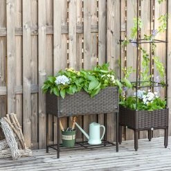 Outsunny Hochbeet Mit Ablage Braun 70 X 30 X 72 Cm (BxTxH) | Kräuterbeet Pflanzkasten Kasten Für Gartenkräuter -Zipper Geschäft 8600336600 867 038 prod 004