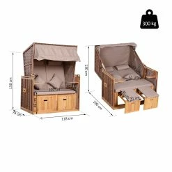 Outsunny Strandkorb Mit Dach Und Getränkehalter 118 X 79 X 150 Cm (BxTxH) | Strandstuhl Ruhemöbel Sonnenliege Strandliege -Zipper Geschäft 8600336600 867 058ND prod 005