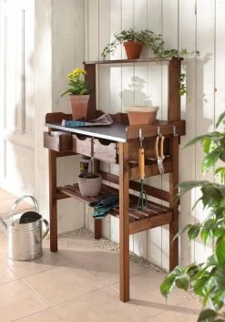 Trendfabrik Pflanztisch Für Garten, Terrasse Oder Balkon Braun/Silberfarben -Zipper Geschäft 8600342900 5164680 prod 005