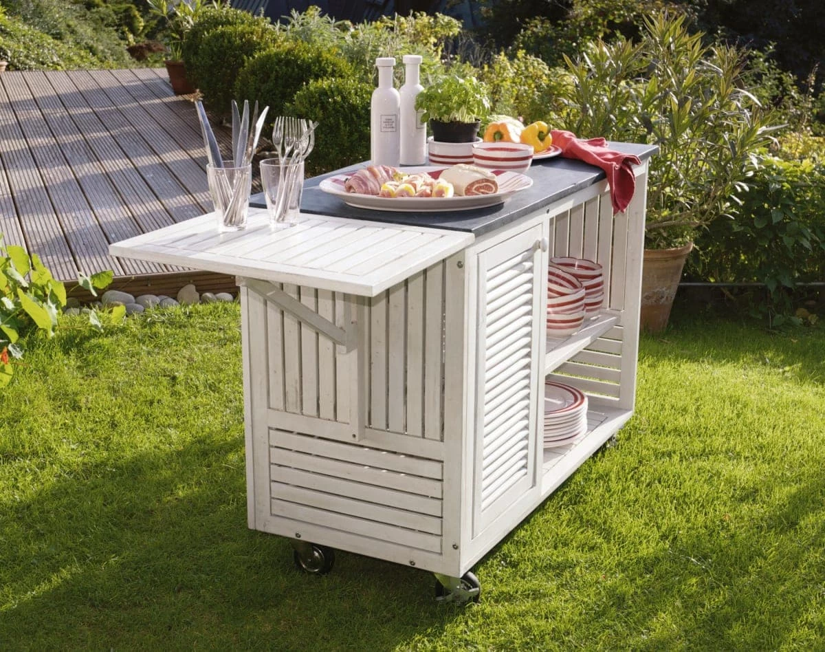 Trendfabrik Gartenregal "Rollwagen" Rollwagen Weiß/Anthrazit 2 Trendfabrik Gartenregal "Rollwagen" Rollwagen Weiß/Anthrazit – Bild 2