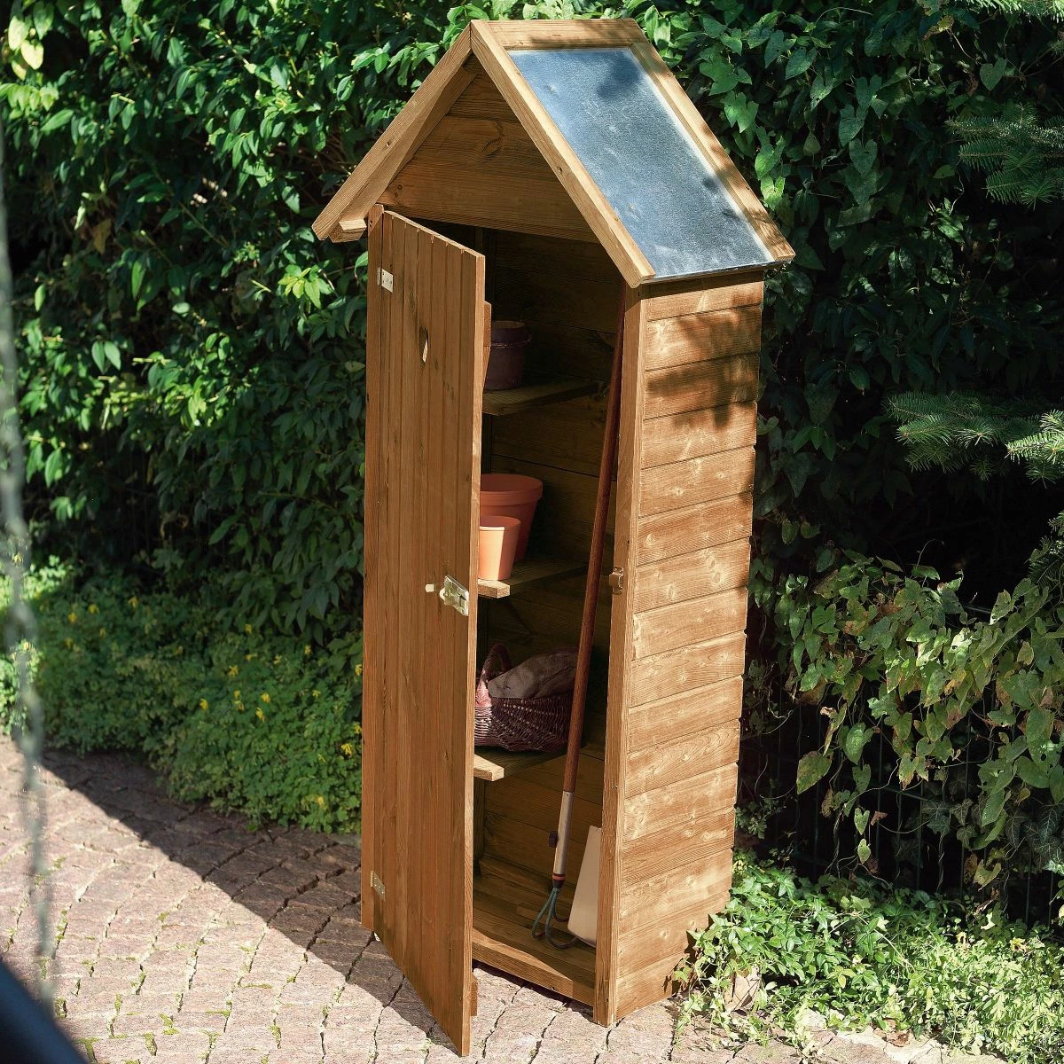 Trendfabrik Gerätehaus Gartenschrank, Holz, Braun Ca. B80 X T44 X H180 Cm Waldo Braun 3 Trendfabrik Gerätehaus Gartenschrank, Holz, Braun Ca. B80 X T44 X H180 Cm Waldo Braun – Bild 3