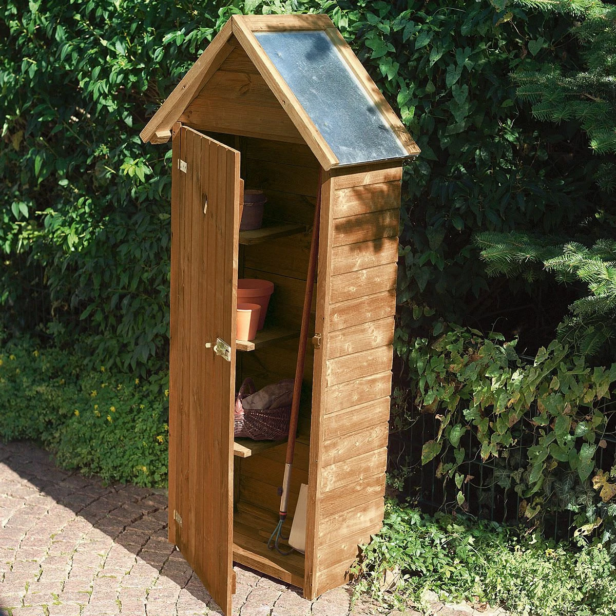 Trendfabrik Gerätehaus Gartenschrank, Holz, Braun Ca. B80 X T44 X H180 Cm Waldo Braun 4 Trendfabrik Gerätehaus Gartenschrank, Holz, Braun Ca. B80 X T44 X H180 Cm Waldo Braun – Bild 4