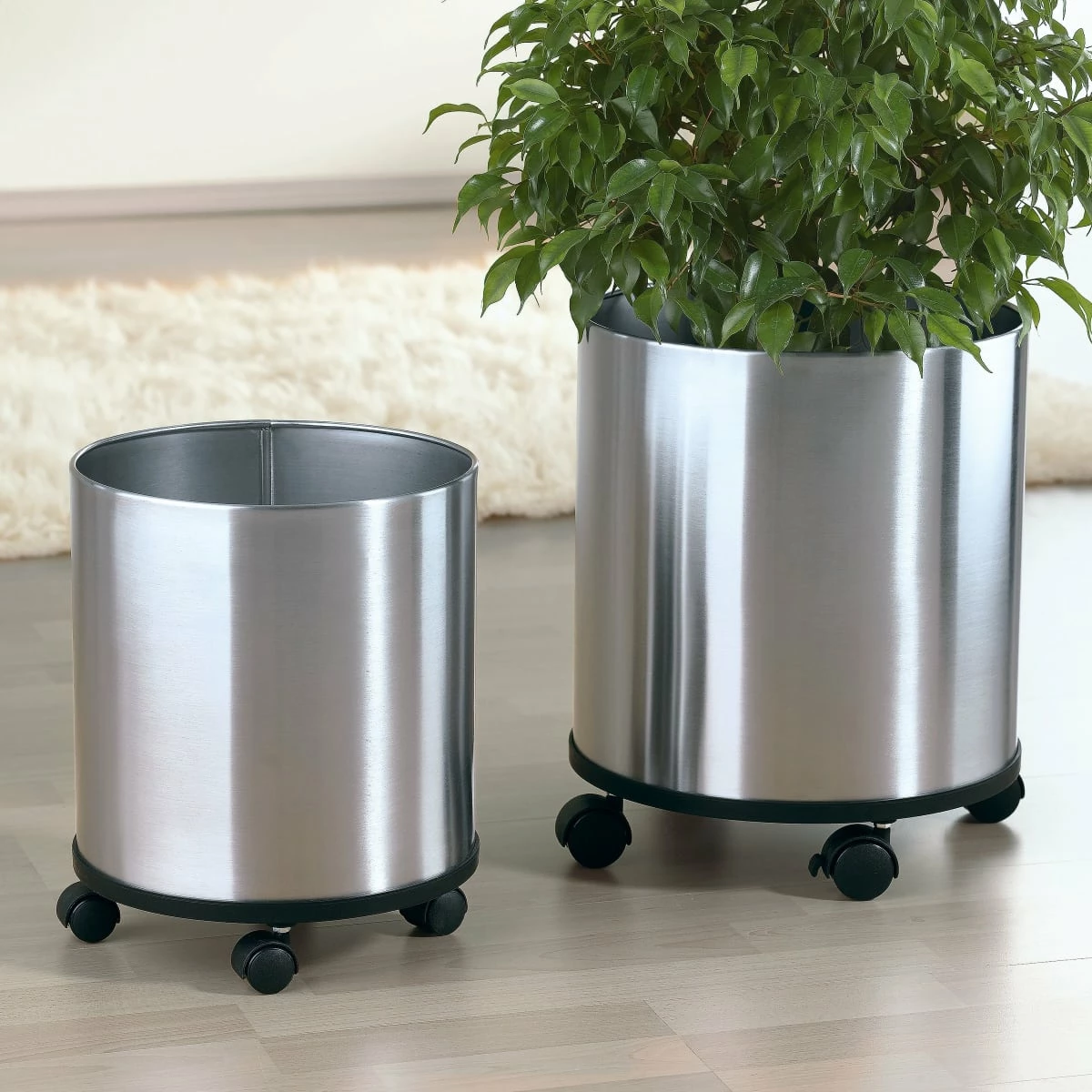 Trendfabrik Übertopf-Set, 2-tlg. Modern Silberfarben 2 Trendfabrik Übertopf-Set, 2-tlg. Modern Silberfarben – Bild 2