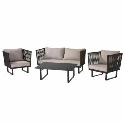 Trendfabrik Outdoor-Lounge-Set, 4-tlg. Ravene Schwarz/Grau