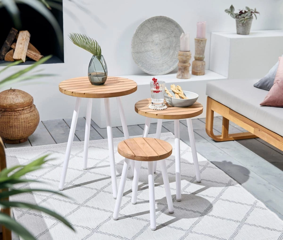 Trendfabrik Outdoor-Beistelltisch Max Natur/Weiß Klein 4 Trendfabrik Outdoor-Beistelltisch Max Natur/Weiß Klein – Bild 4