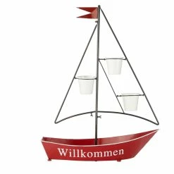 Trendfabrik Pflanztopf Segelboot Rot/Schwarz