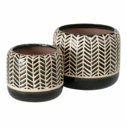 Trendfabrik Pflanztopf-Set, 2-tlg. Ivy Schwarz/Beige