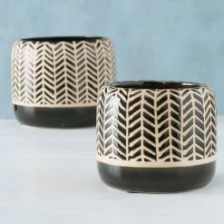 Trendfabrik Pflanztopf-Set, 2-tlg. Ivy Schwarz/Beige -Zipper Geschäft 8600342900 9443660 prod 005